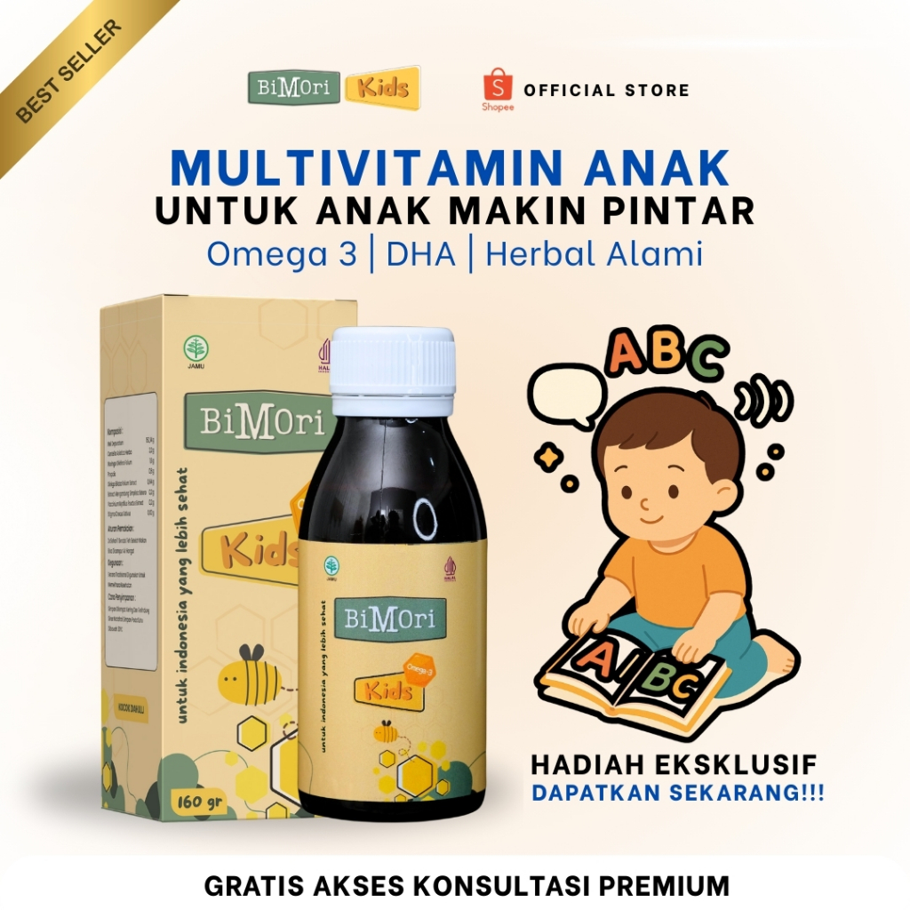 Bimori Kids Vitamin Dha Untuk Anak Hiperaktif Nutrisi Otak Anak Cerdas Herbal Pegagan