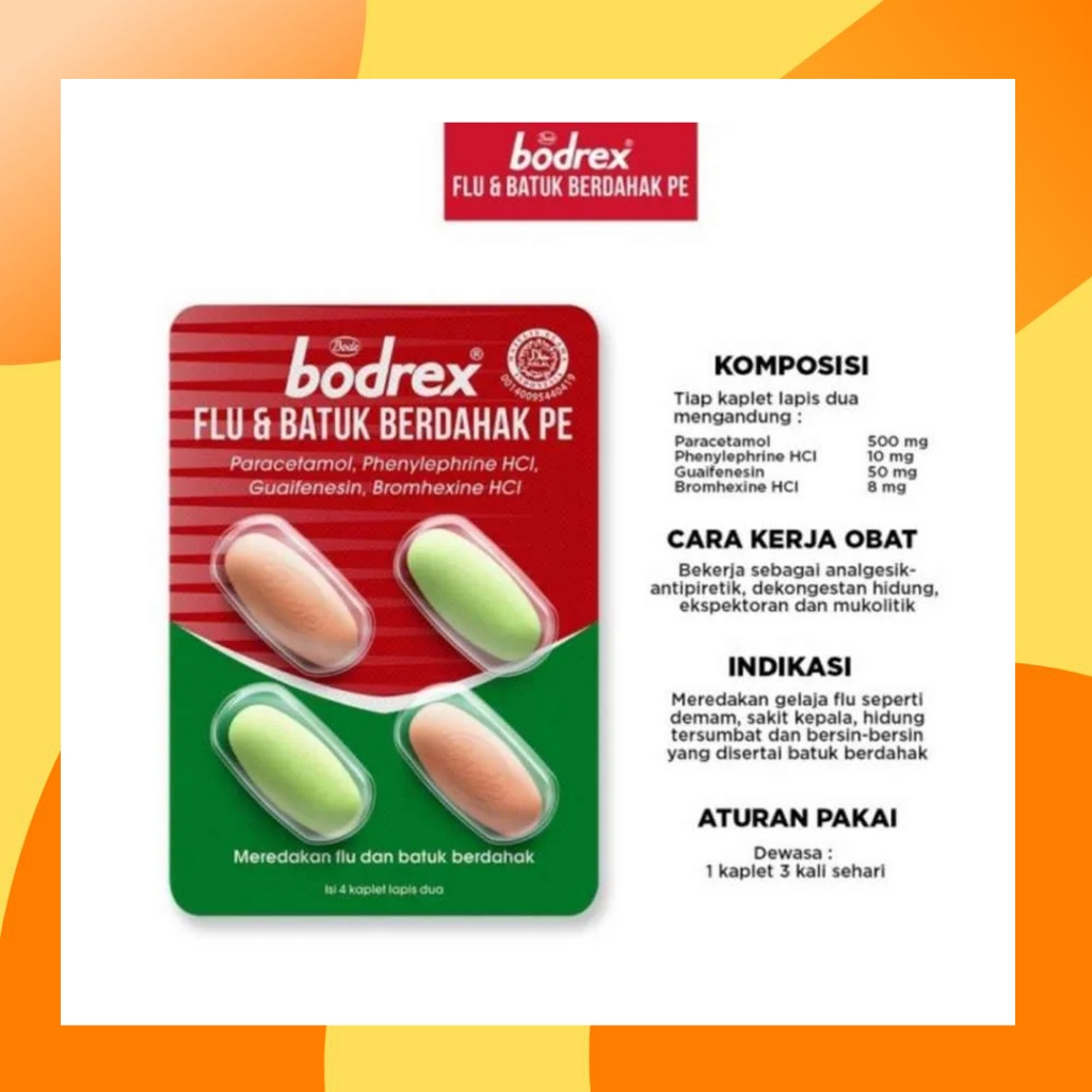 Bodrex Flu & Batuk Berdahak PE (4 Kaplet) / Bodrex Flu