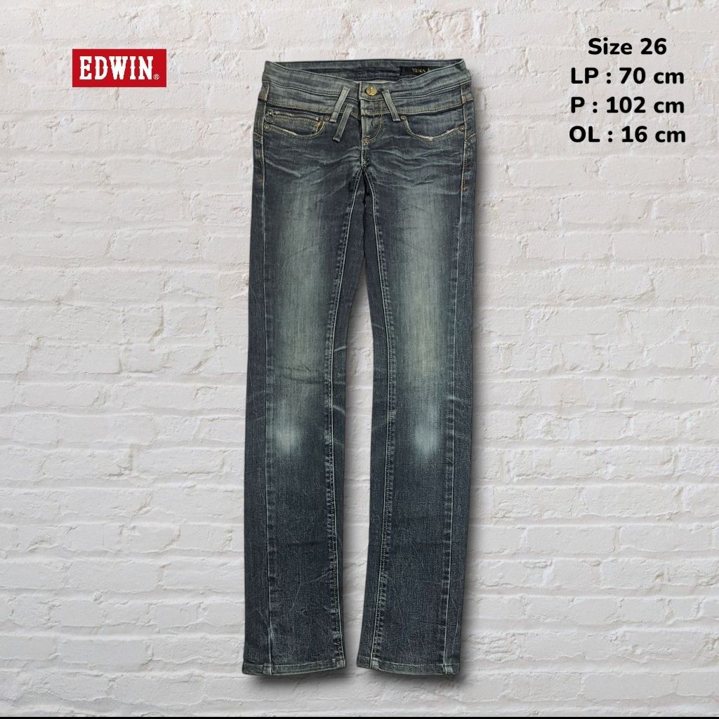 Size 26 Celana Panjang Longpants Jeans Edwin Vienus Blue Washed Fading Skinny fit Original Second Pr