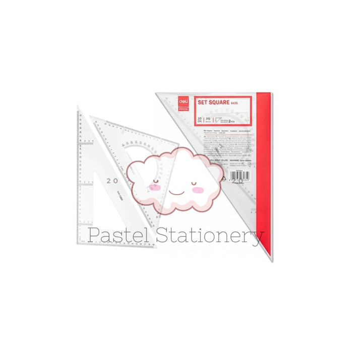 Penggaris Segitiga Set Square Deli E6435 - Penggaris Arsitek Teknik Besar Sepasang 20cm - 33cm Ruler