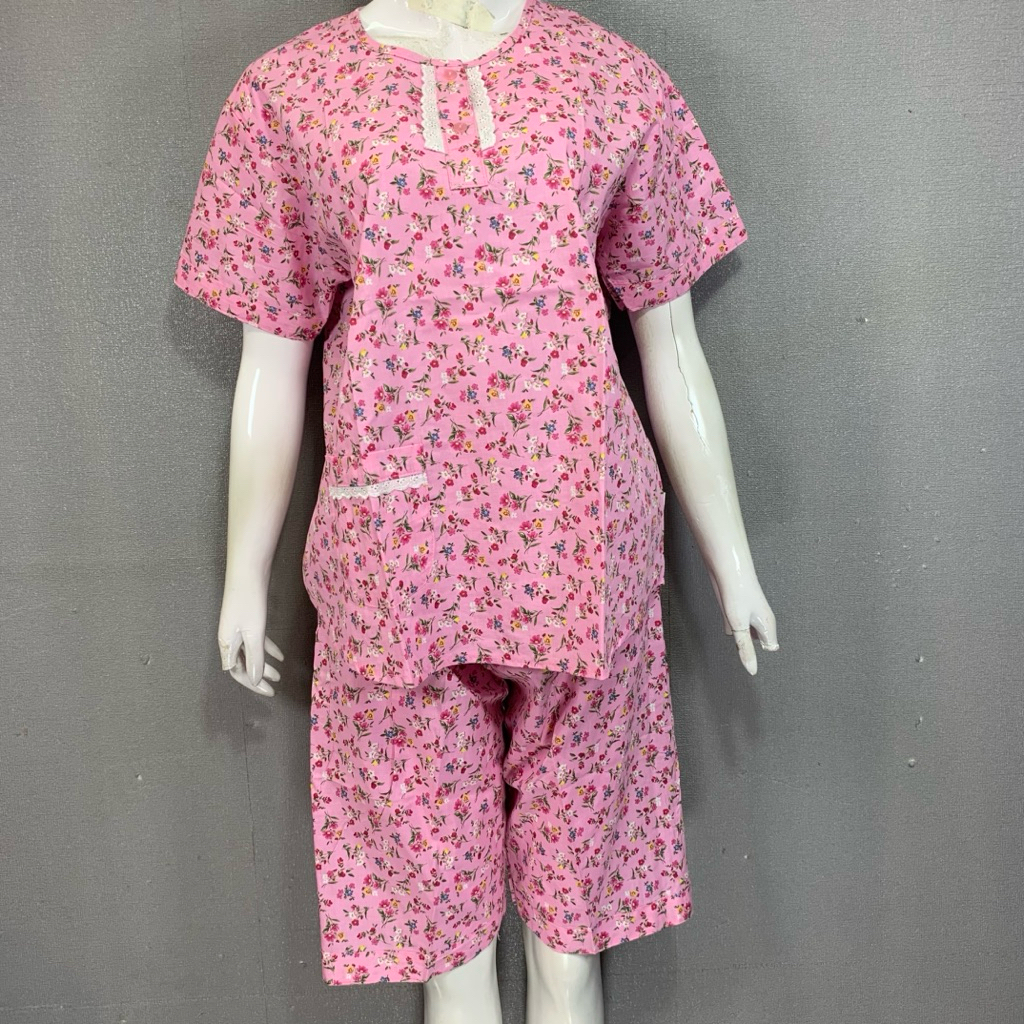 Hoki Sheila 3/4 Lebel Orange | Baju Tidur Katun Hoki Shiela