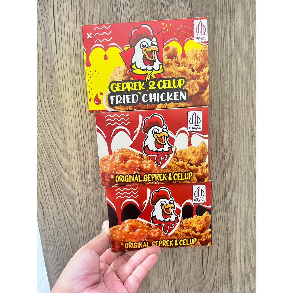 XS CELUP Merah Kuning Hitam CETAK /box friedchicken/ box KFC/ dus ayam celup/ Dus geprek/dus ayam KF