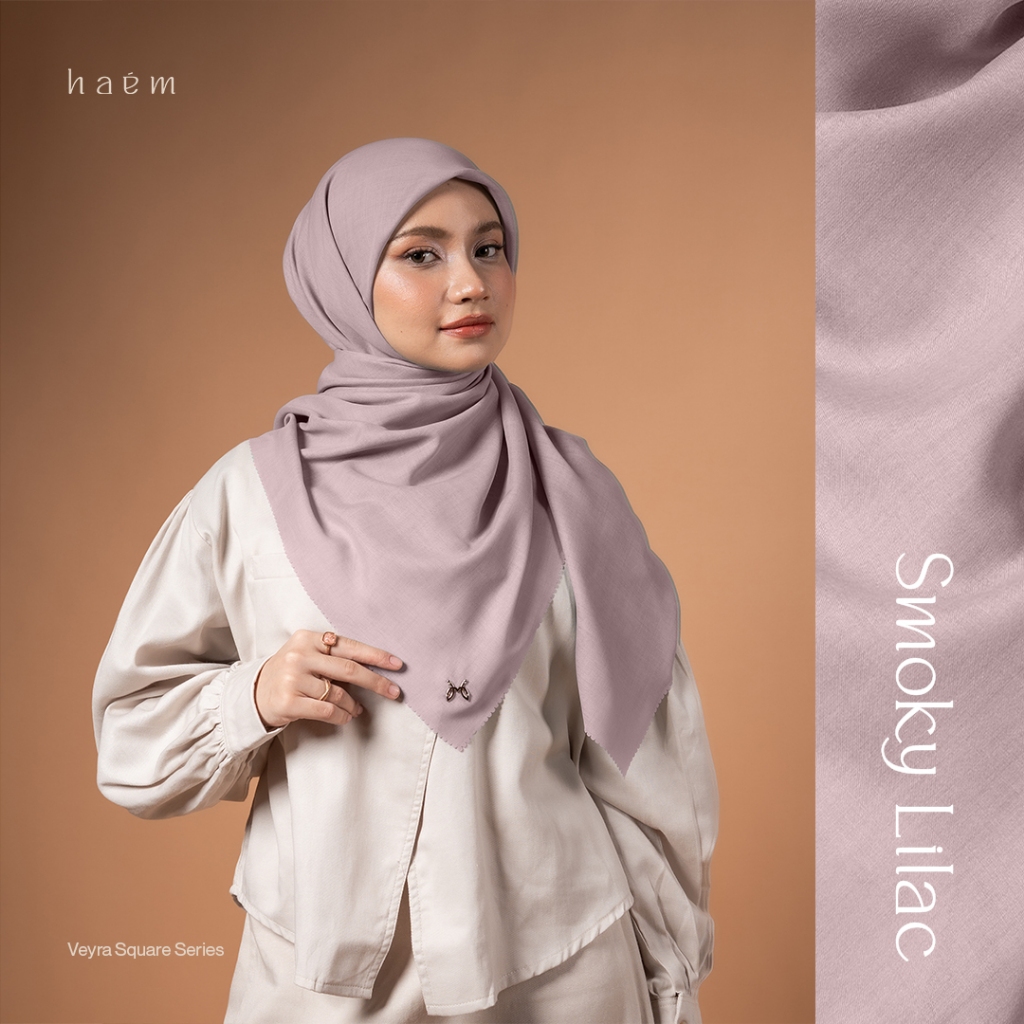 Haem - Hijab Voal Premium Segi Empat Polos Veyra Series - Smoky Lilac