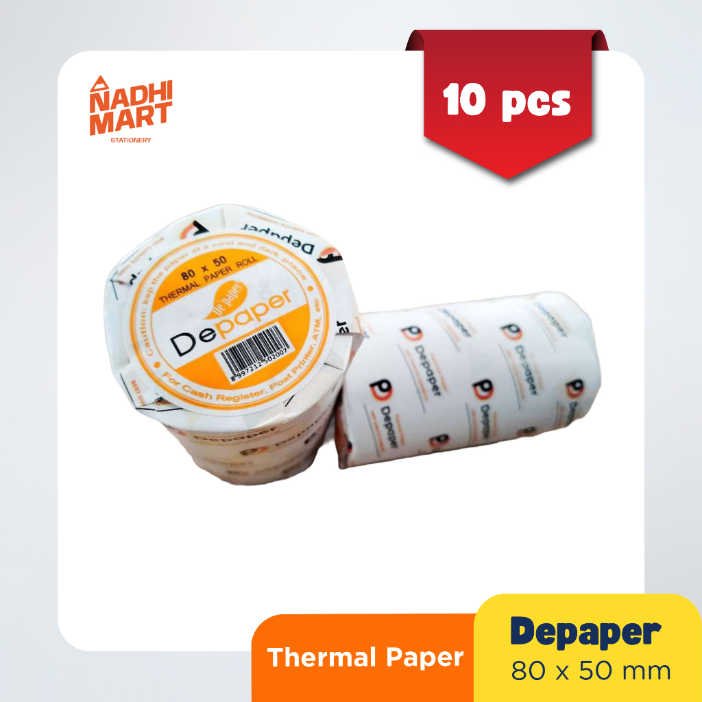 10 PCS DEPAPER THERMAL PAPER 80X50 / KERTAS TERMAL / KERTAS STRUK