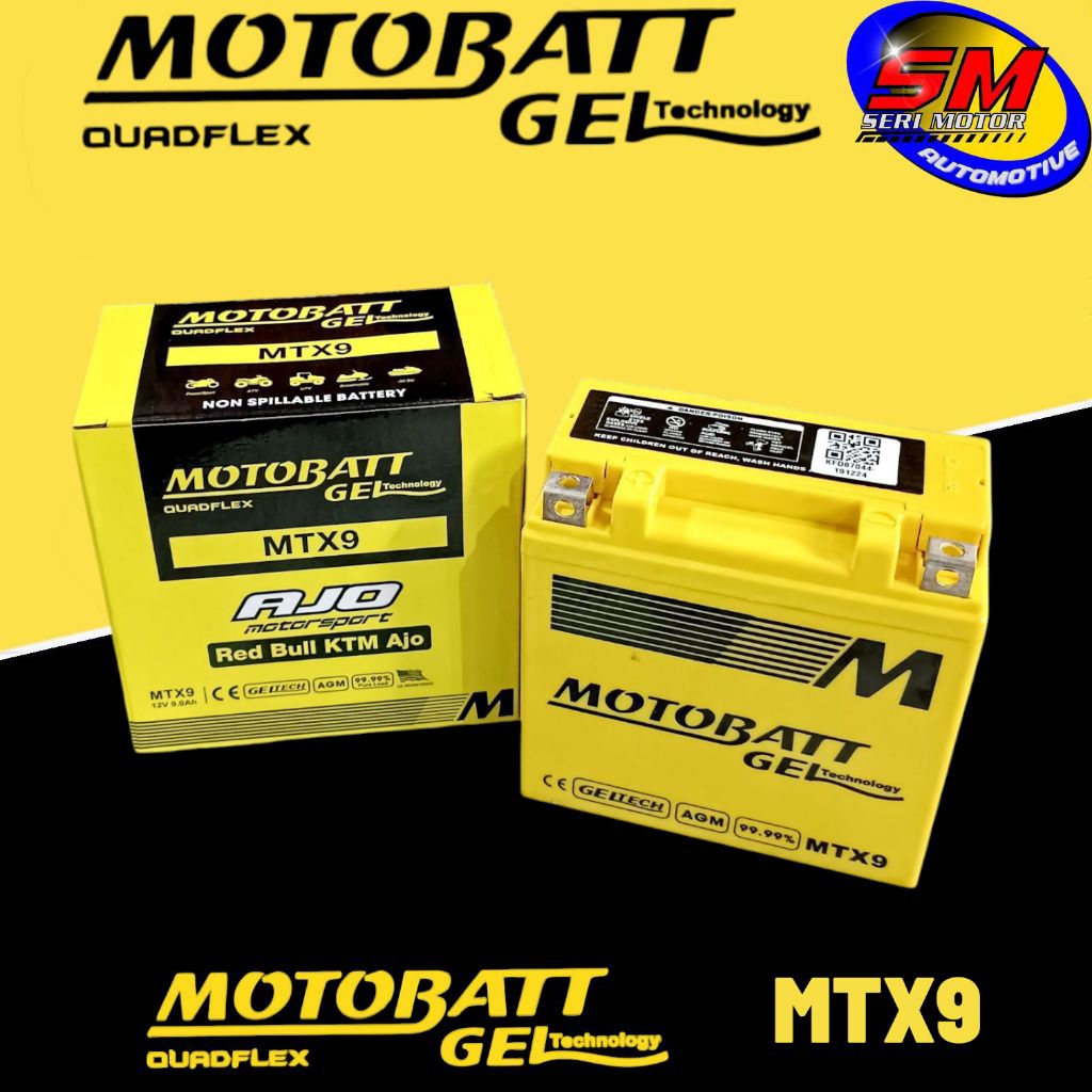 Aki Kering MTX9, 12V.9AH, Motor Bajaj Pulsar 180,200,220,Suzuki Thunder125, TVS Apache Original
