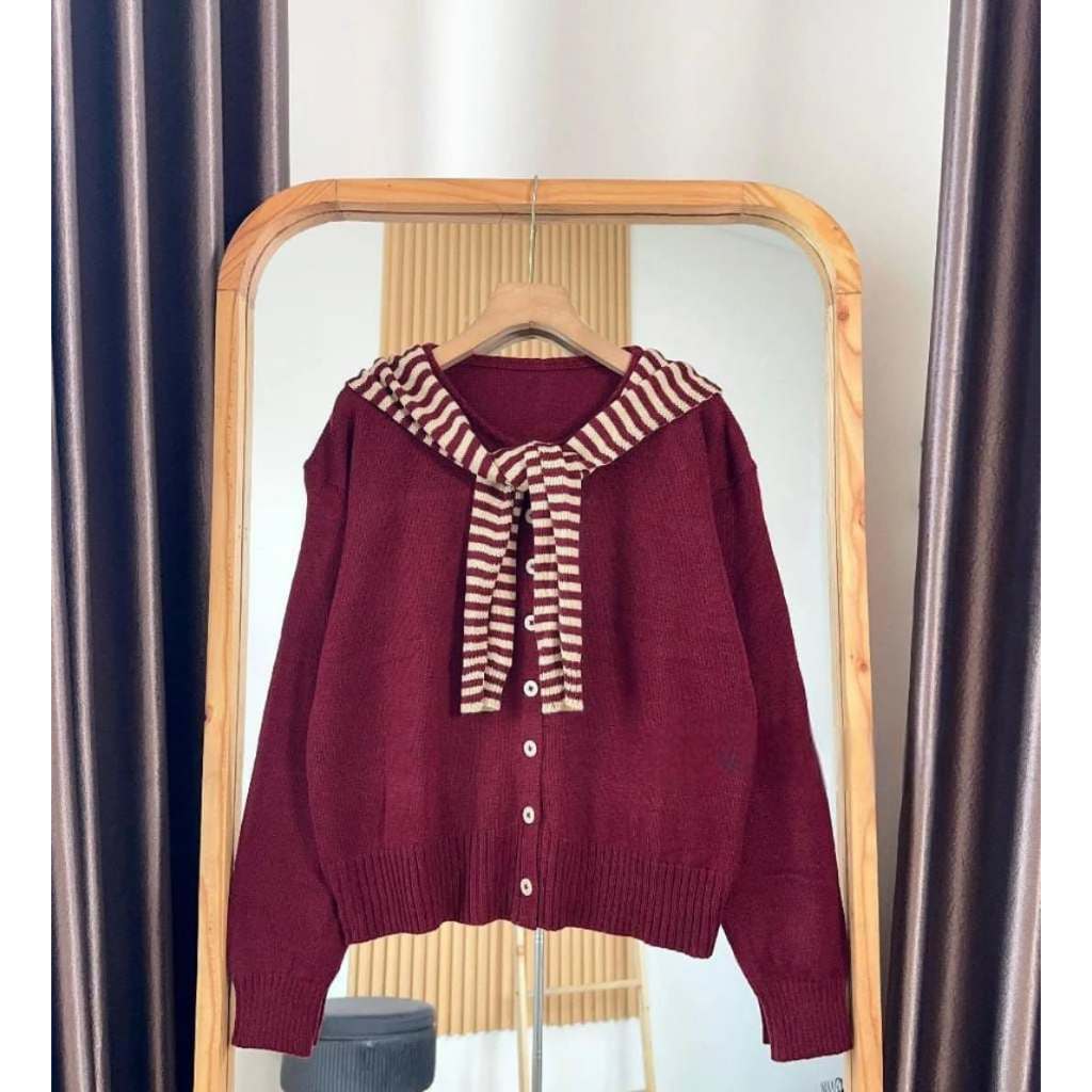 Kiukiu Cardy Syal Vyza - Atasan Rajut Syal Blaster - Cardy Syal Rajut Wanita Premium - Kardigan mix 