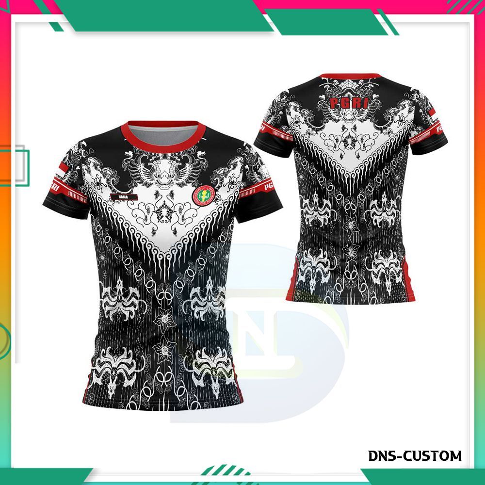 Kaos PGRI Wanita Lengan Pendek Fullprint - Kualitas Premium