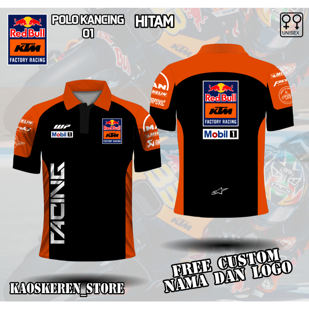 jersey ktm racing kerah polo baju motogp ktm kaos motogp ktm racing crew
