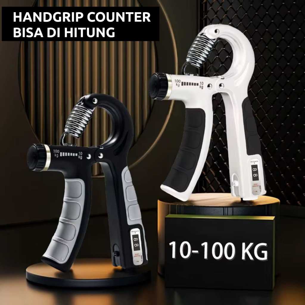 Handgrip Hand Grip Adjustable 10-100KG Hitung Otomatis With Counter 10 - 100 KG