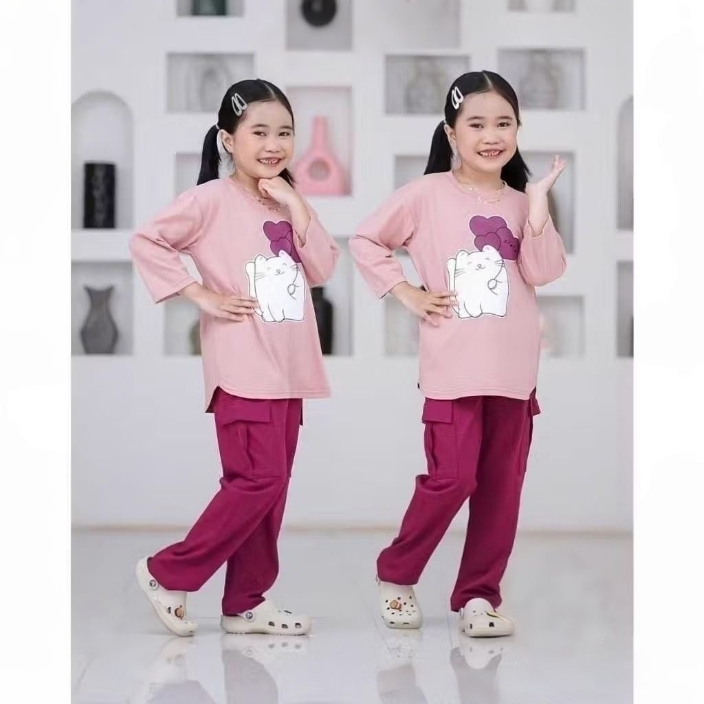 Setelan Anak Perempuan Kekinian/Setelan Anak Perempuan Terbaru/Setelan Anak Perempuan Cargo/Setelan 