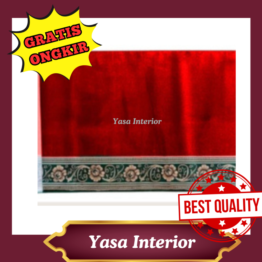 Karpet Mesjid Roll Sajadah Meteran AL NAEEM Motif Bunga Warna Merah