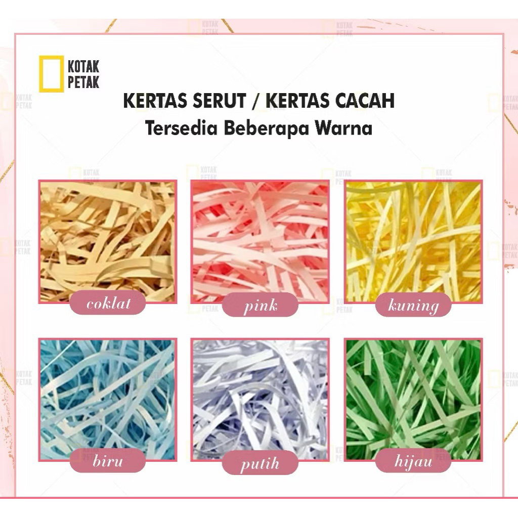 

Kertas Cacah/Kertas Serut/kertas Hampers/kertas gunting warna