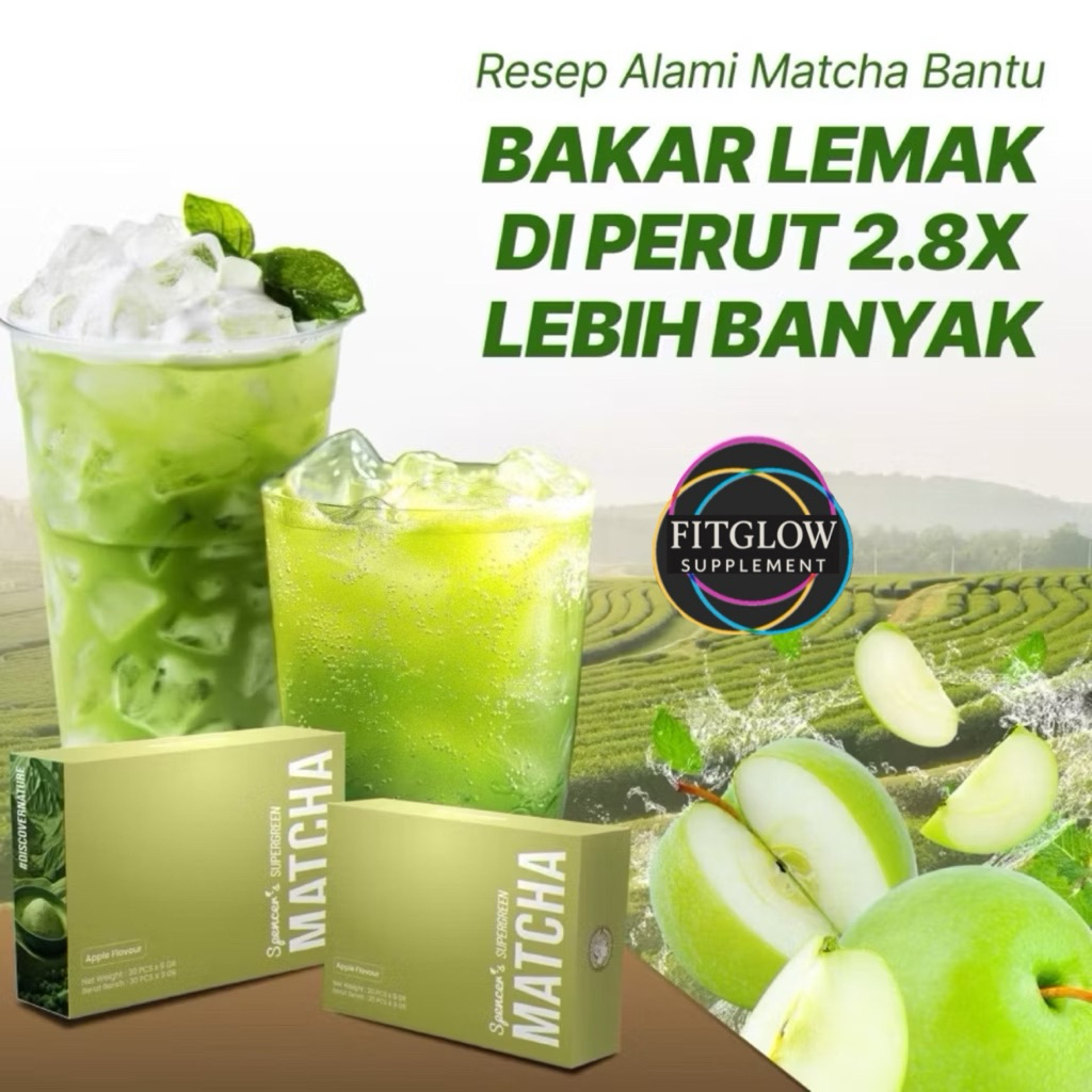 (ECER 5 SACHET) SPENCERS MATCHA SUPER GREEN Apple Diet Fat Burner Slimming Pelangsing