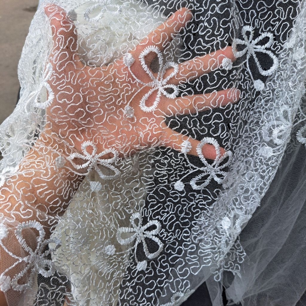 kain tille bordir premium - kain tille bordir motif kupu kupu - kain tille bordir eksklusif