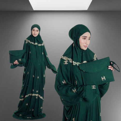 Mukena Polos Bordir  Terusan Dewasa Remaja Rayon Premium