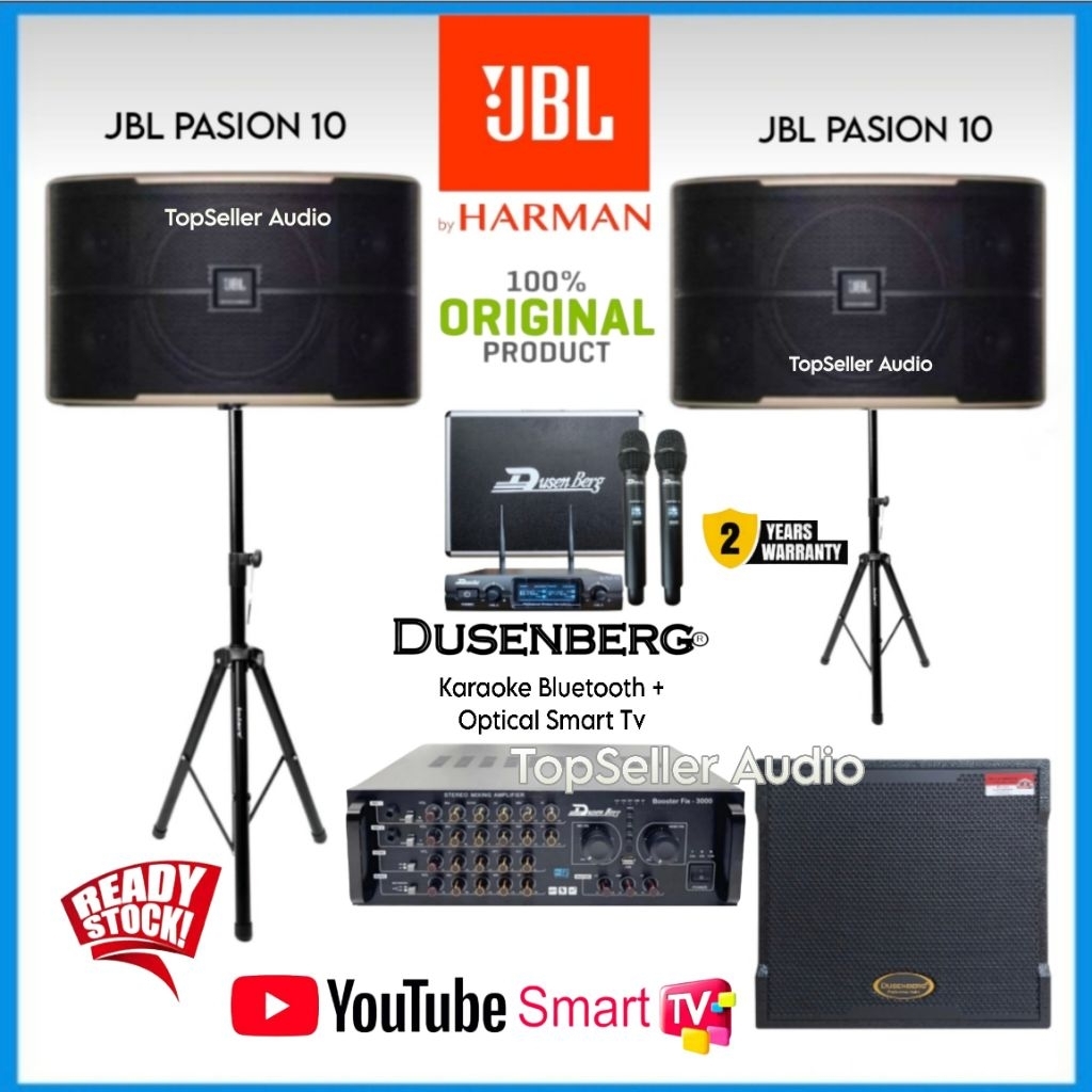 Paket Sound Speaker Karaoke JBL PASION 10 Original Amplifier DusenBerg Bluetooth & Optical Plus Subw