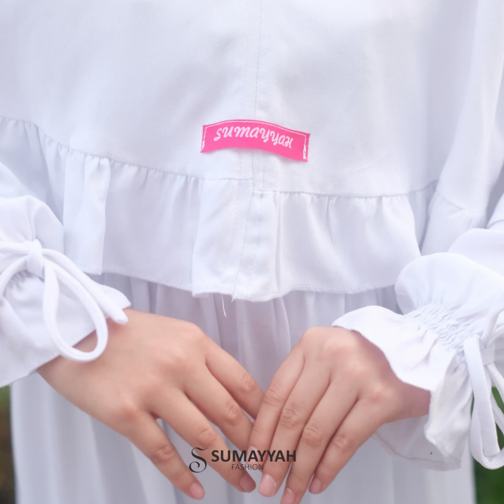 Gamis Anak Putih Set Hijab Rayon Twill
