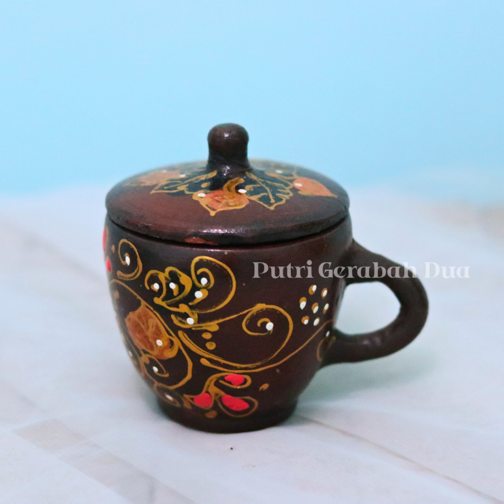 Cangkir Gerabah Full Batik / Cangkir Teh / Souvenir Cantik