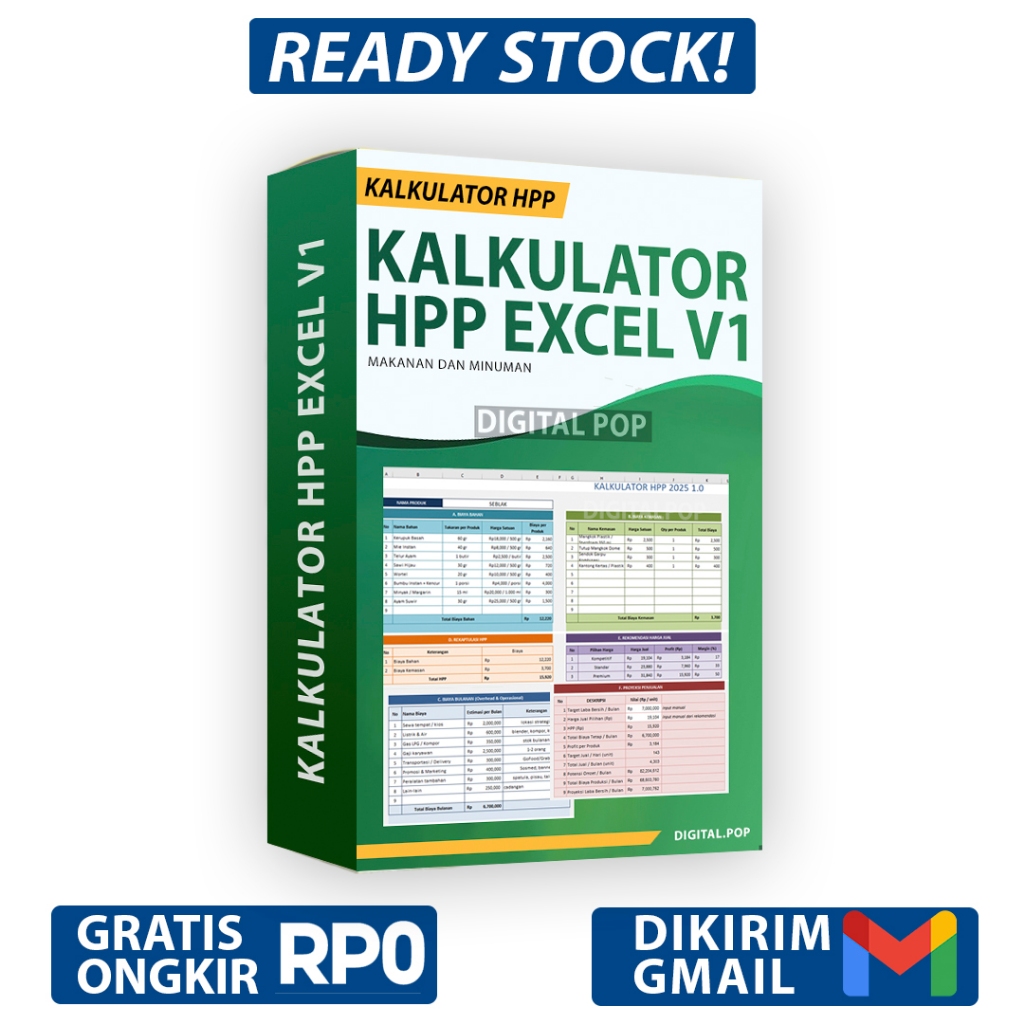 Kalkulator HPP Excel 2025 - Usaha Makanan dan Minuman - Aplikasi Excel