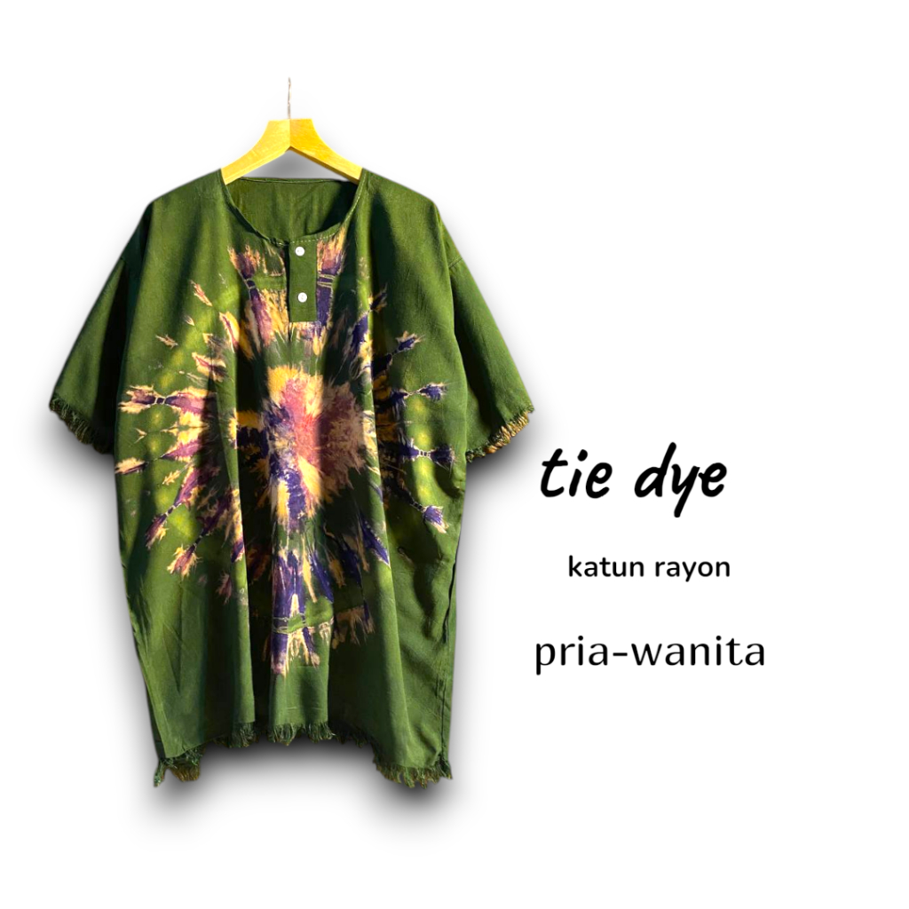 Baju Bali Motif Tie Dye Abstrak Tengah Pria Wanita - Kaos Bali