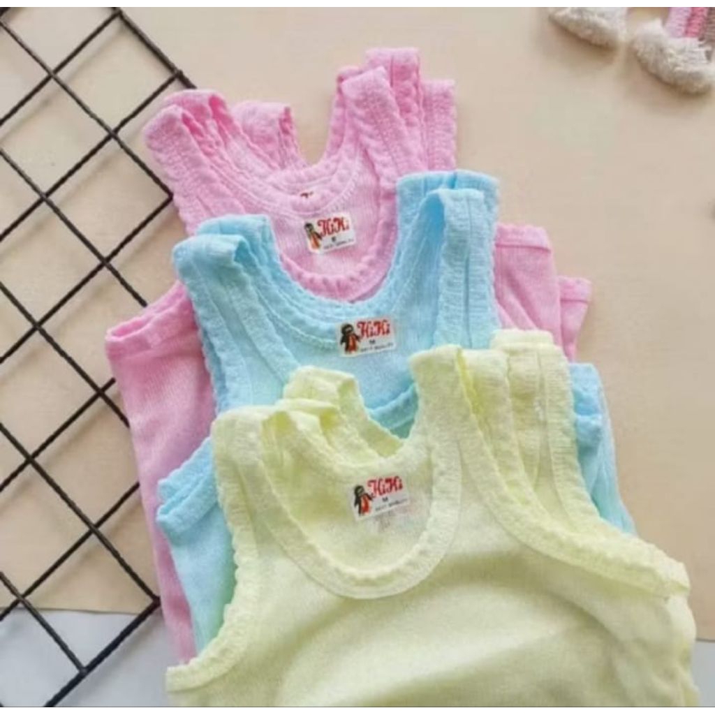 PROMO 12 Pcs Kaos Dalam Anak Perempuan Motif Polos / Kaos Singlet Anak / Pakaian Dalam Anak Cewek