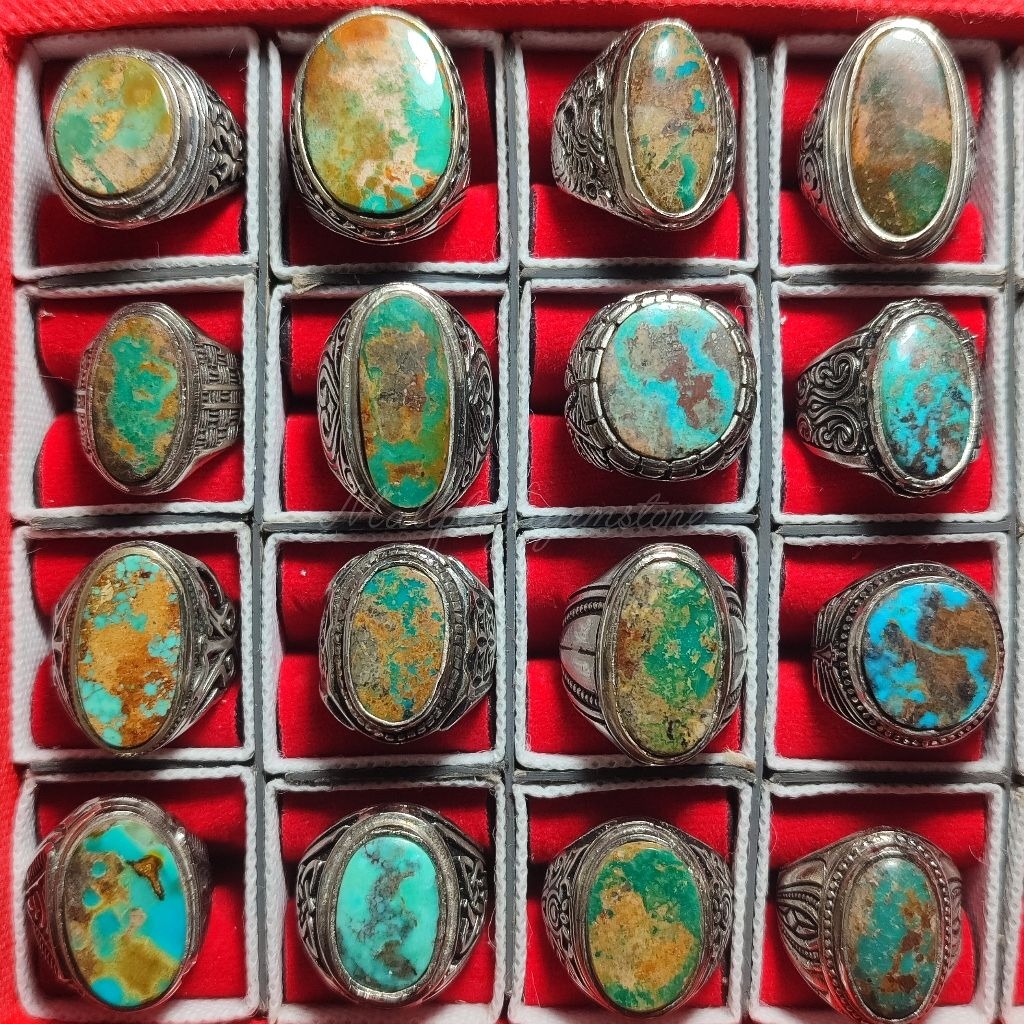 batu cincin batu pirus persia asli 100% / batu pirus persia ring alpaka / batu virus persia / pirus 