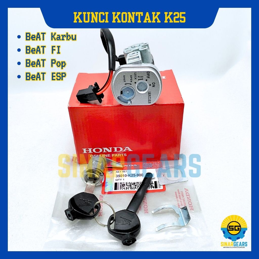 Keyset Original Honda K25 Kunci Kontak Beat Karbu Beat FI Beat ESP Konci Motor Set Key Set Ori AHM