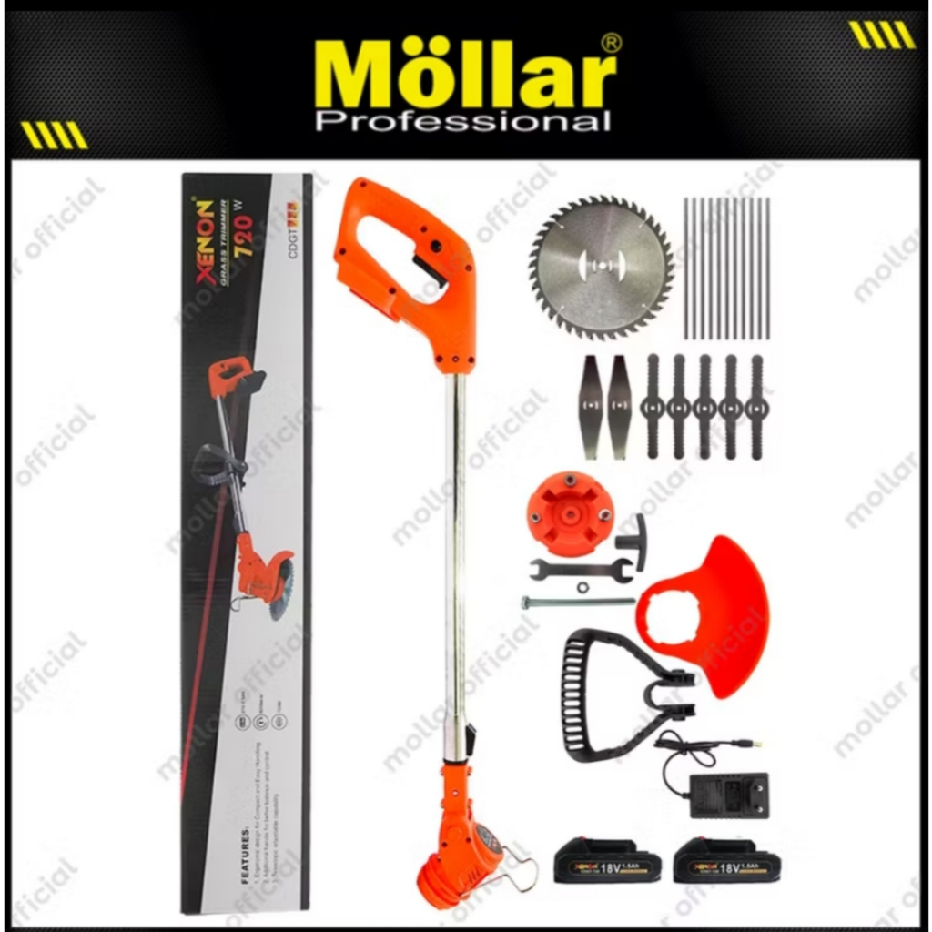 XENON Potong rumput Baterai 18V 2 baterai - Xenon CDGT720 grass cutter Trimmer