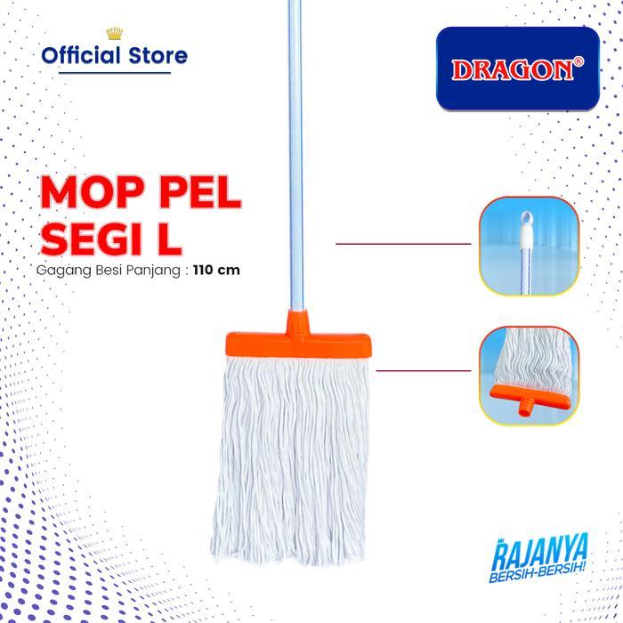 Pel Lantai Katun Segi L Dengan Gagang DRAGON / Mop Pel Lantai Cotton SEGI L Dragon