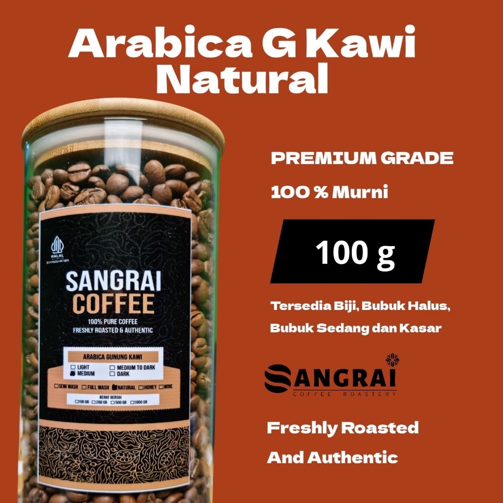 Kopi Arabika Natural Gunung Kawi Sangrai Medium Roast Coffee Murni