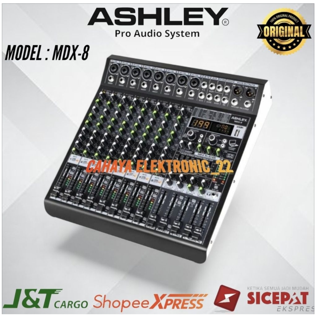 mixer Ashley MDX 8 Original 8 Channel Bluetooth-Effect Reverb Original