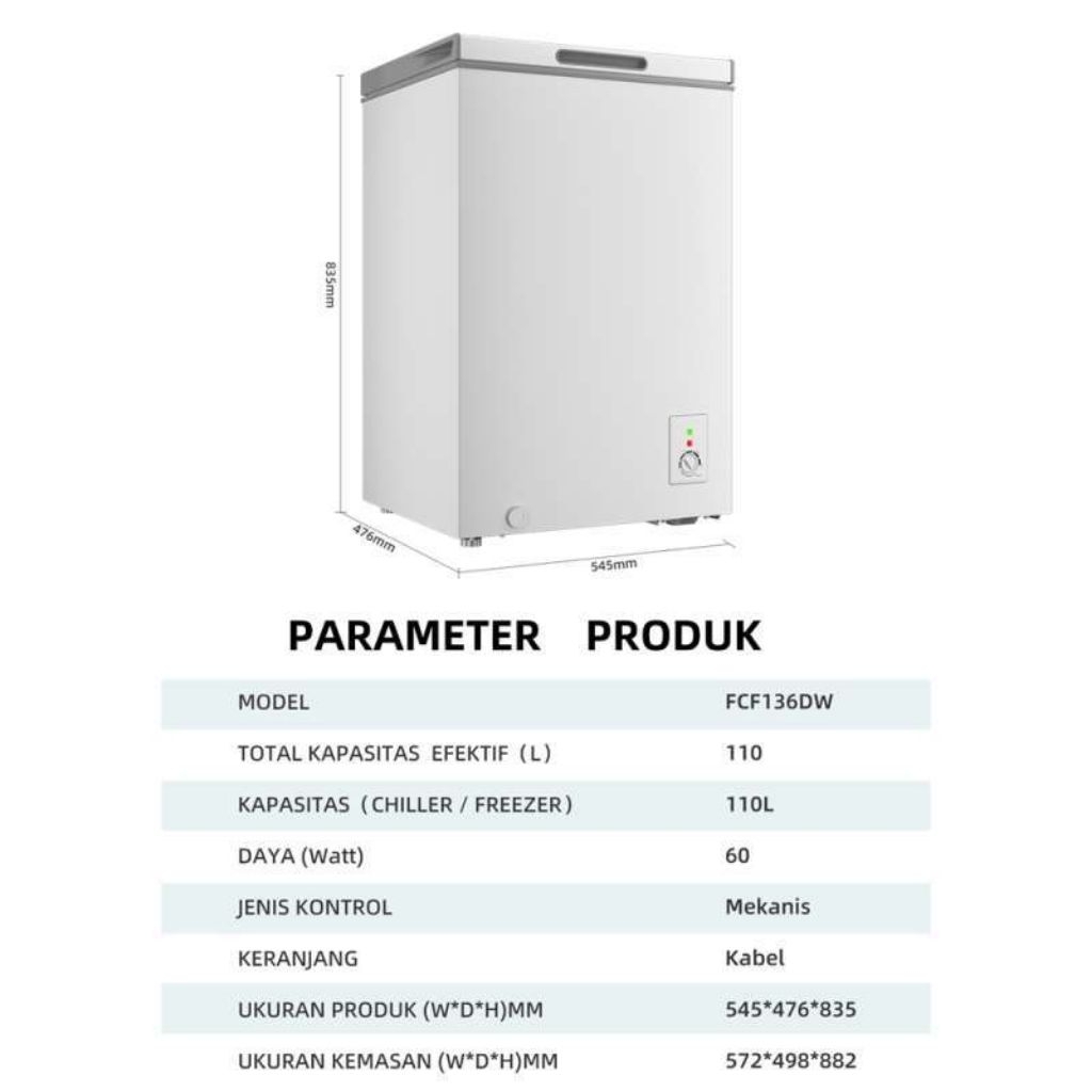 Chest freezer Changhong FCF 136 DW Freezer Box 110 Liter