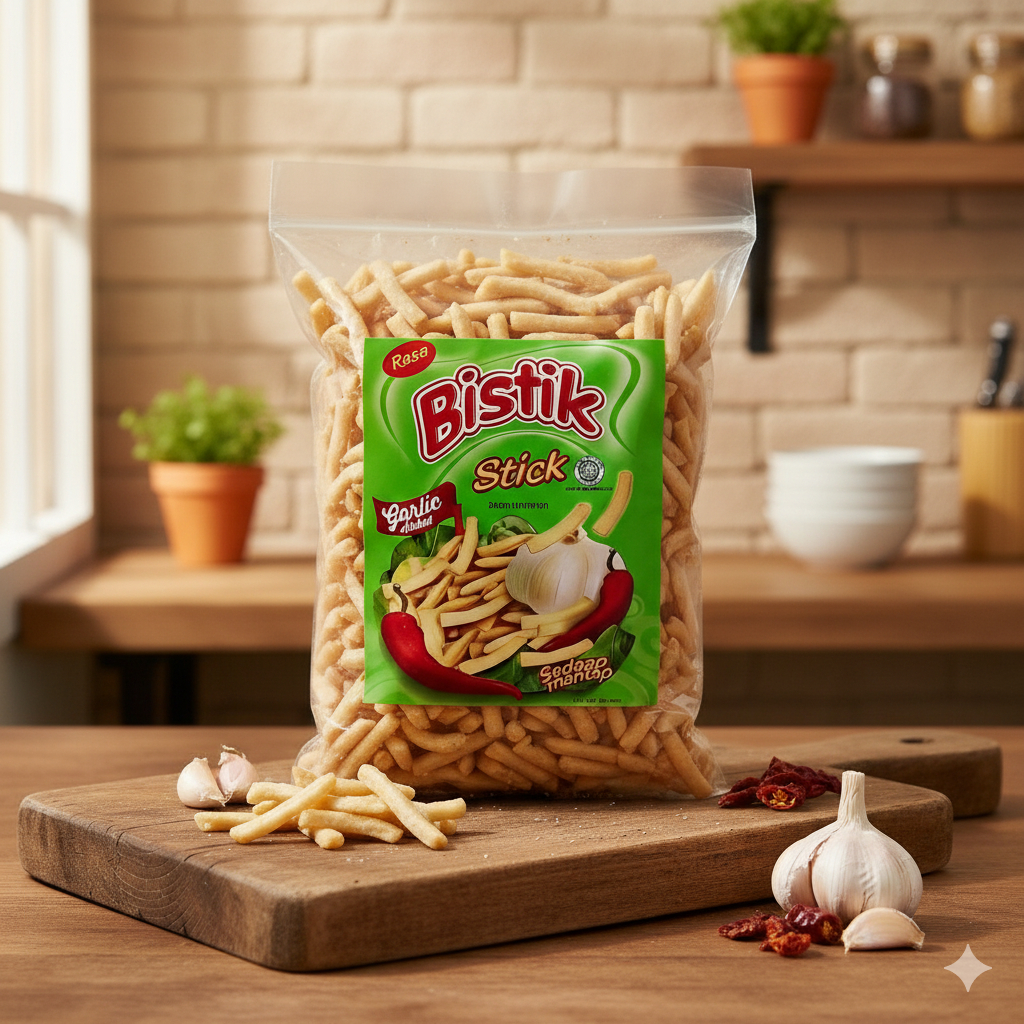 SNACK KILOAN JADUL  BISTIK STICK RASA GARLIC ADDED SEDAAP MANTAP KEMASAN 200GR