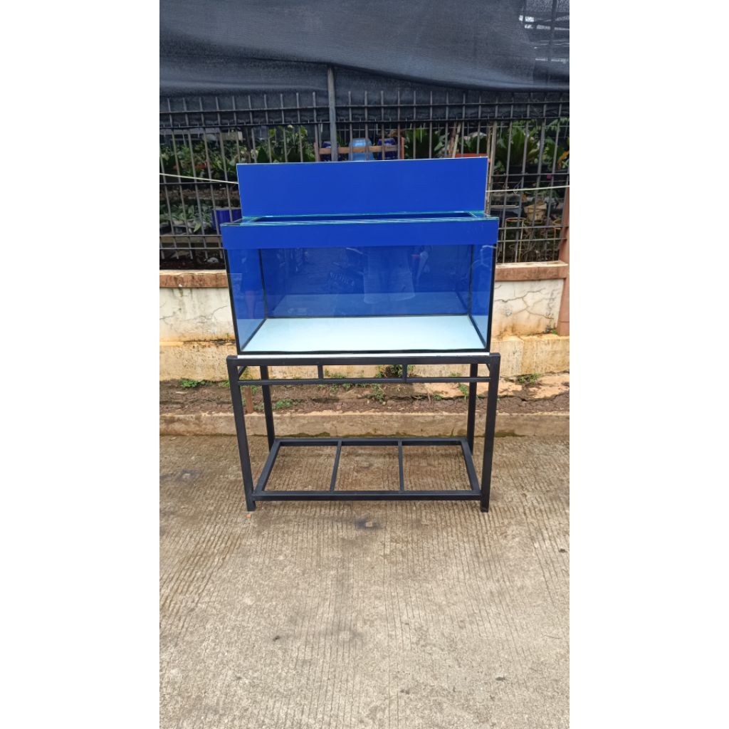 AQUARIUM KACA 100 40 50 set rak dan top filter