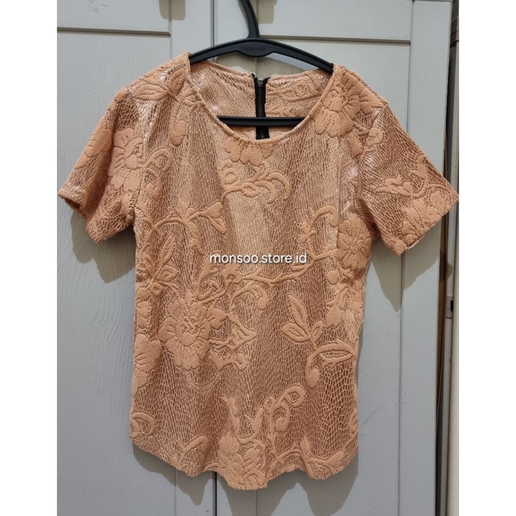 Blouse burkat, atasan wanita gold (preloved)
