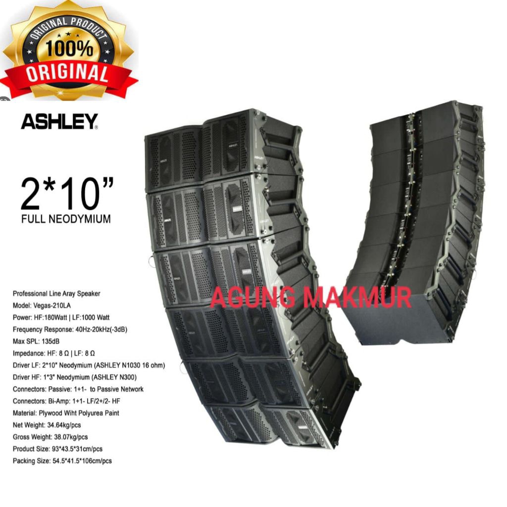 Speaker Line Array Ashley Vegas 210 LA Original 2x10 inch Passive VEGAS 210LA - Speaker Ashley Vegas