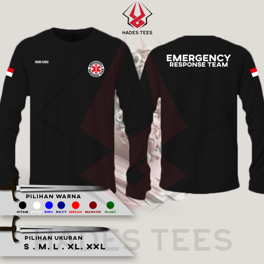 Baju Kaos LENGAN PANJANG Relawan Emergency Response Team - Hades Tees
