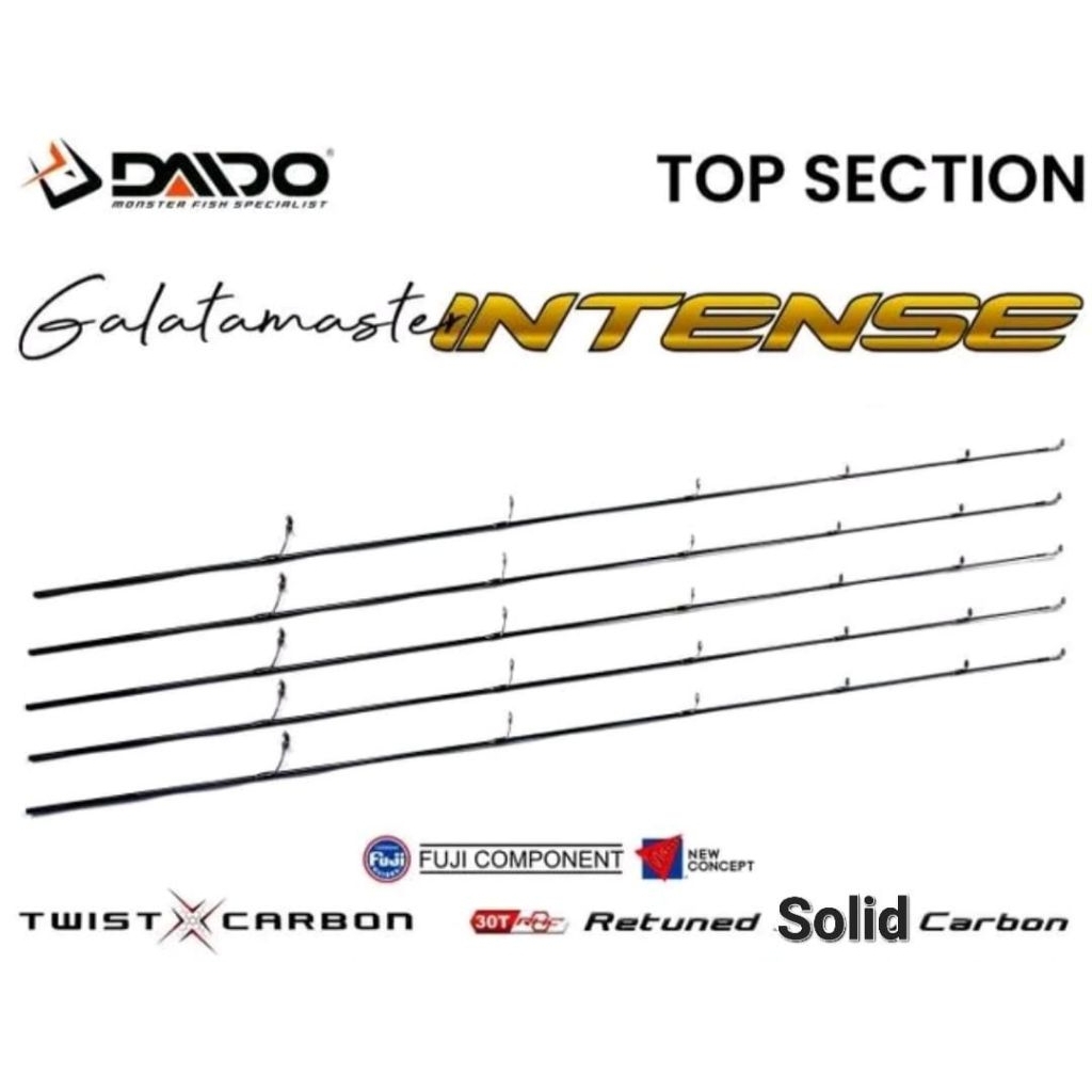 Top Section Ujung Joran Pancing Daido Galatamaster Intense Solid Carbon 100 % Original