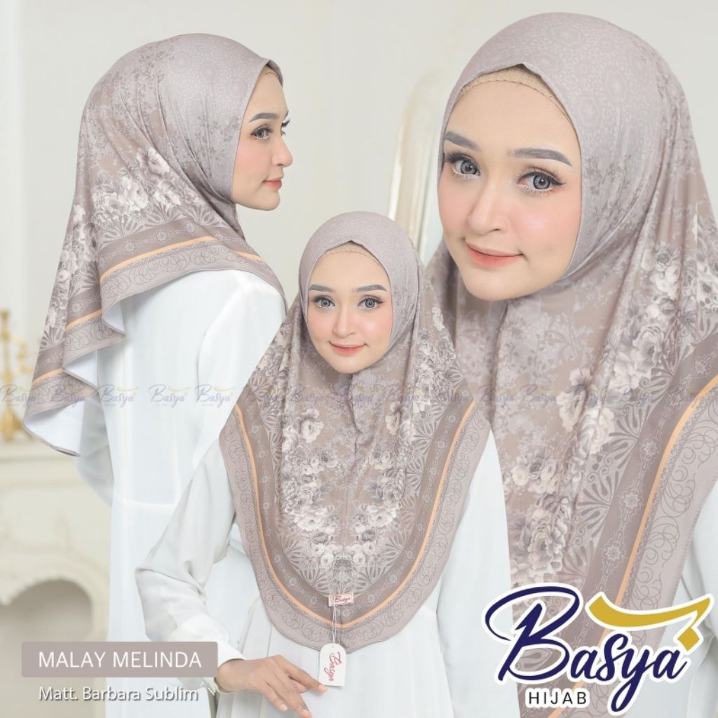 (BASYA) MELINDA MALAY SUBLIM•hijab instan malay motif sublim•kerudung bergo non pet•jersey•hijab dai