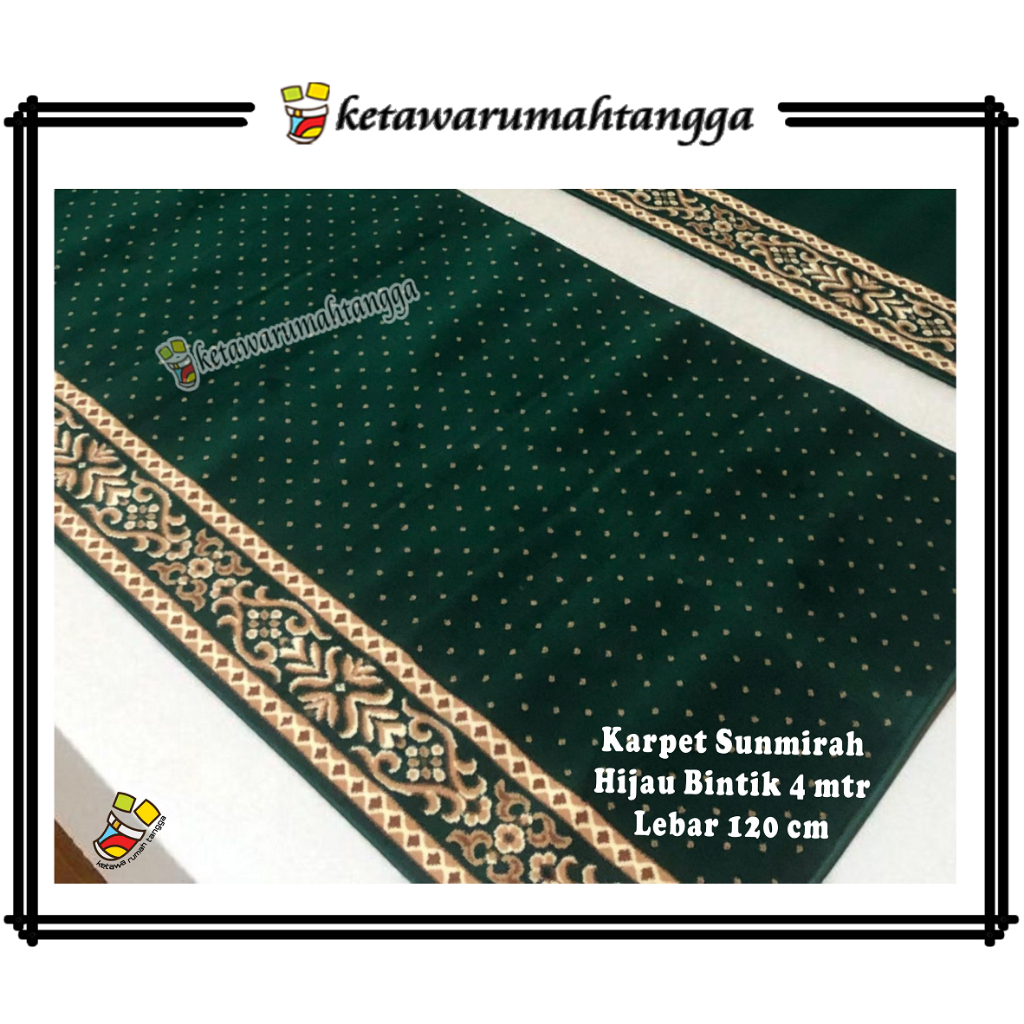 Karpet Masjid Sunmirah Bintik Hijau dan Polos Hijau Bahan Tebal Kualitas Premium | ketawarumahtangga