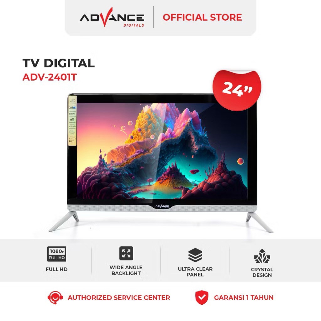 SALE Advance Televisi Led Digital TV HD 24 inch Crystal Design FULL HD TV LED Digital Original Garan