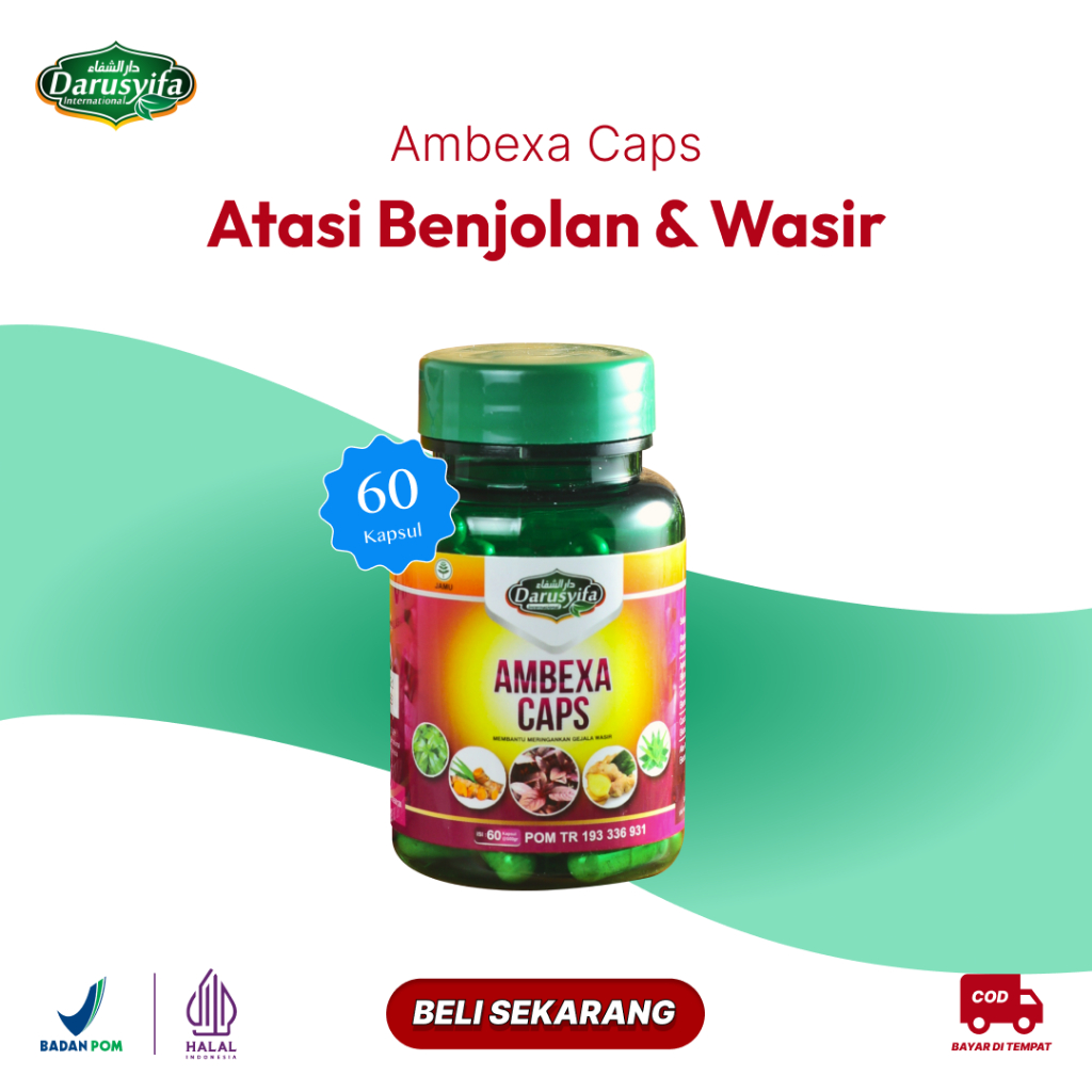 Ambexa Caps Darusyifa Original – Kapsul Herbal Daun Ungu Obat Wasir & Ambeien 60 Kapsul