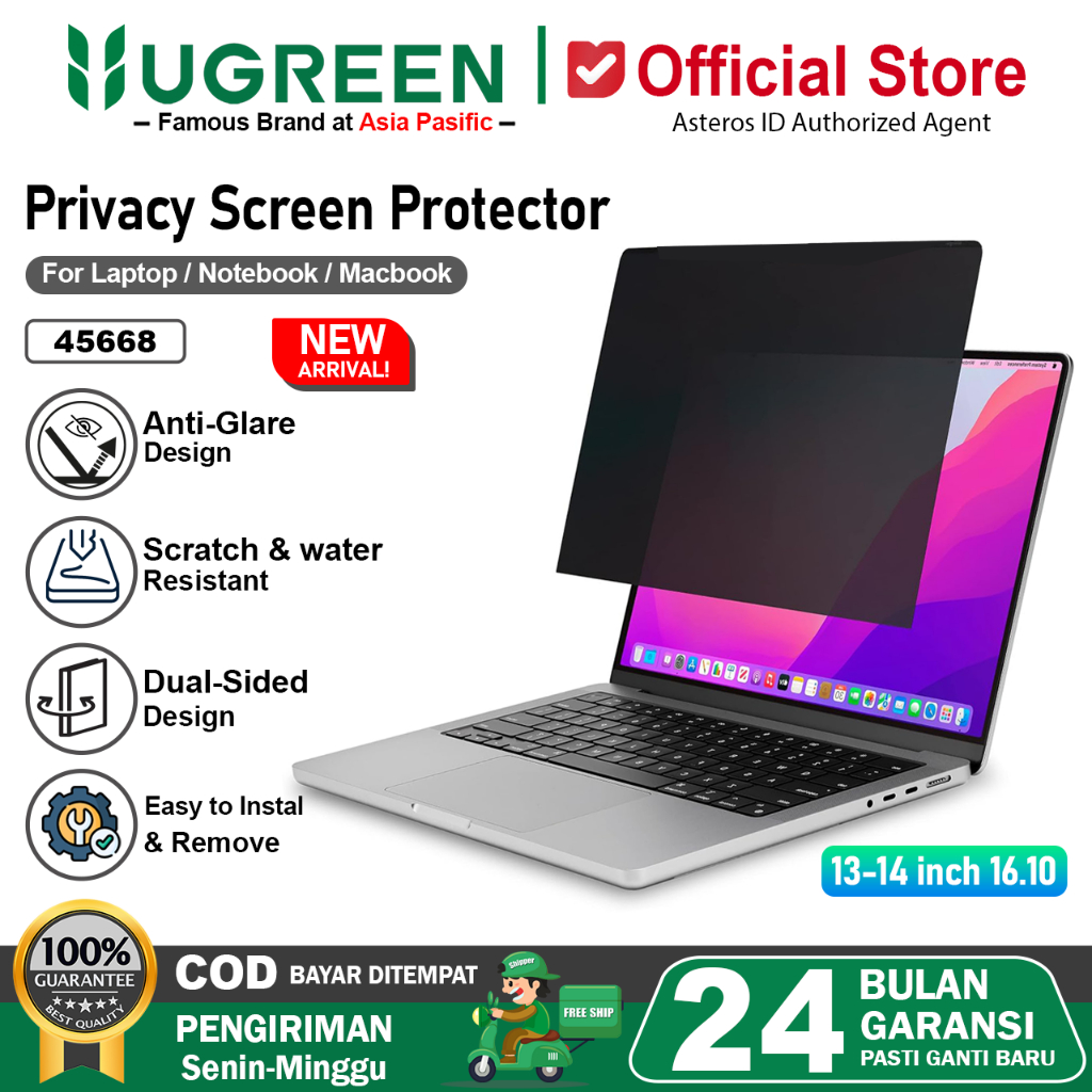 UGREEN Premium Privacy Screen Protector Anti Spy For Laptop 13.3 - 14 Inch 16 : 10