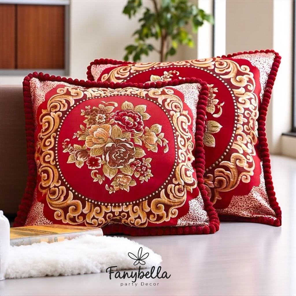 SARUNG Bantal Motif Bunga Mewah Cantik Sofa Import Mewah Pillow Cushion Cover/FANYBELLA