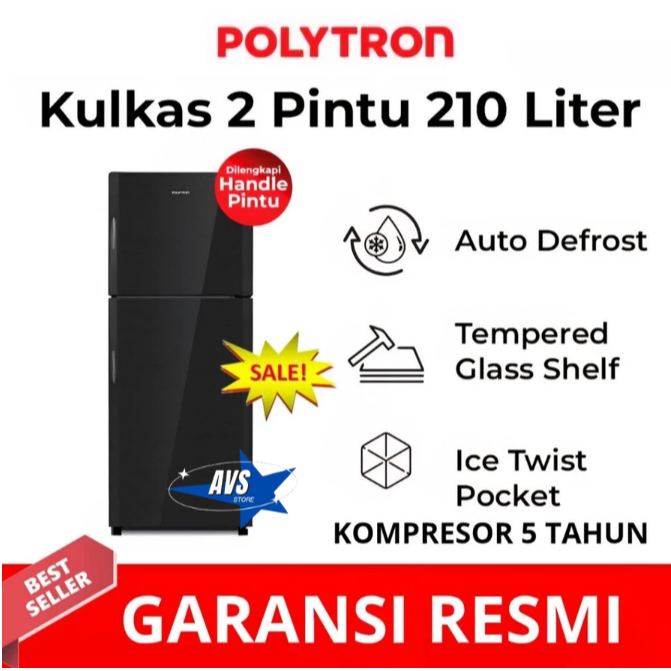 POLYTRON LEMARI ES BELLEZA 2 PINTU 210 LITER PRM 21DMY