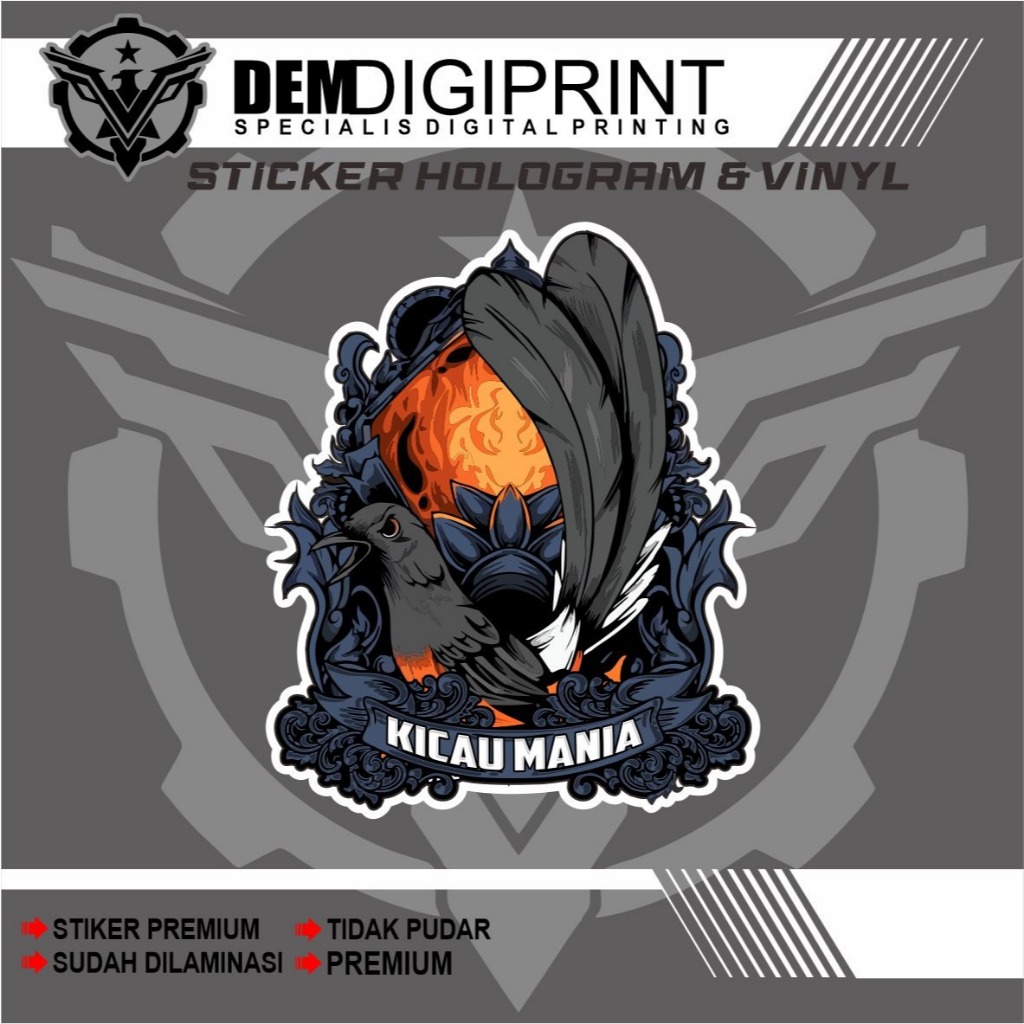 stiker burung murai,stiker murai kicau mania,stiker printing hologram dan vinyl