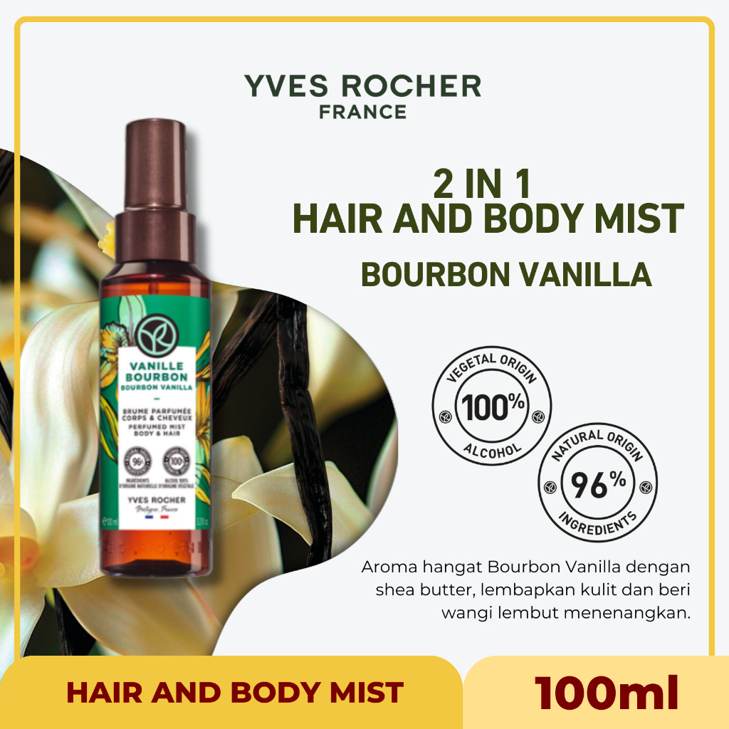 Yves Rocher Bourbon Vanilla Perfumed Mist Hair & Body 100 ml | Hair Mist | Body Mist