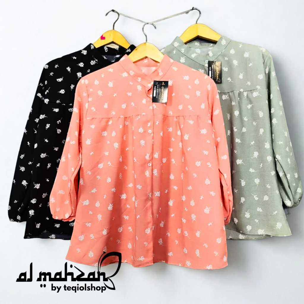 Premium Crinkle Motif Rose VELLA blouse Crinkle Blouse Busui friendly