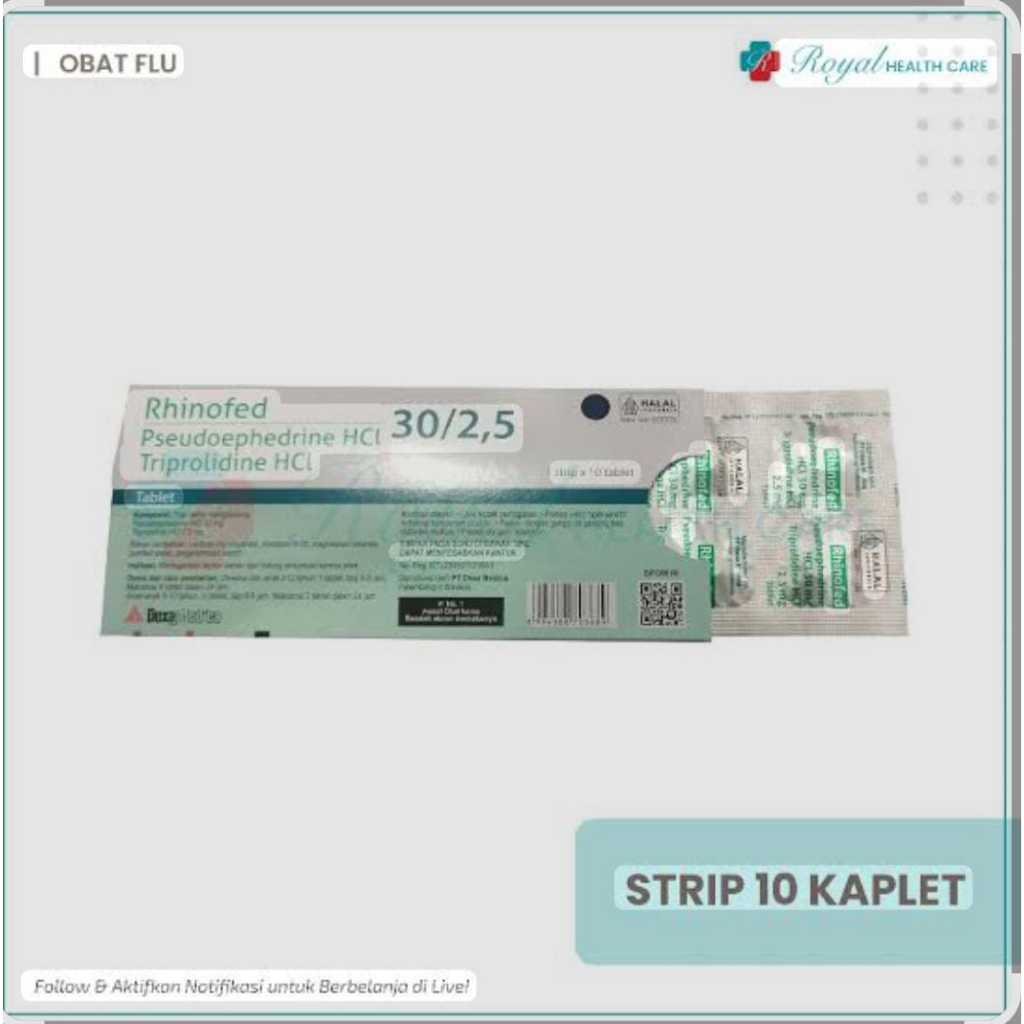 RHINOFED 30 MG TABLET STRIP ISI 10 TABLET, Untuk Meringankan Gejala Influenz