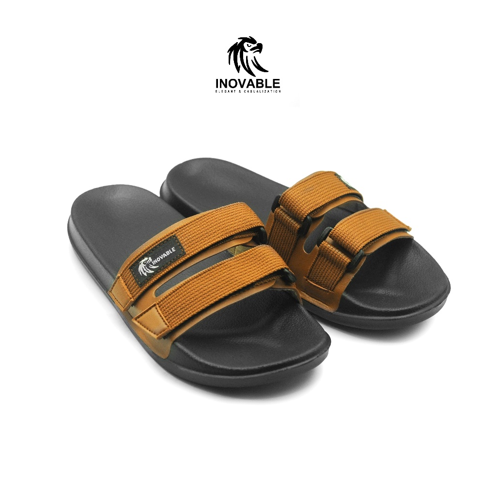 Inovable Sandal Slide  & Slop Pria Wanita | Ringan Nyaman & Anti Slip - Claude - Brown